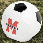 Balón De Fútbol Guay Monograma Custom Name Classic Red Black<br><div class="desc">El nombre moderno de la pelota de fútbol personalizado de Guay con su tipografía deportiva audaz monograma. ¡Personaliza con el nombre de tu futura estrella de fútbol!</div>