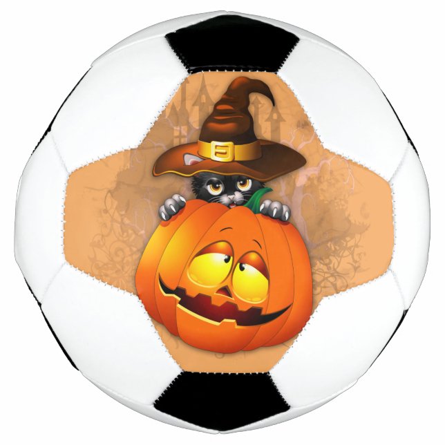 Balón De Fútbol Halloween Curte Kitty Witch and Pumpkin Friend (Anverso)