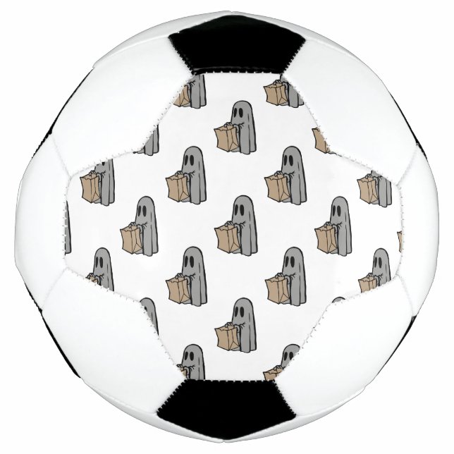 Balón De Fútbol Halloween, Gris Fantasma, Truco O Tratamiento, Boo (Anverso)