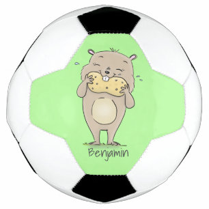 Balón De Fútbol Hermoso hámster sonriente lindo con personalizado 