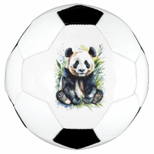 Balón De Fútbol Hermoso oso panda acuarela 
