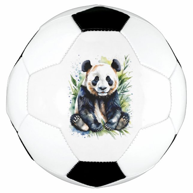 Balón De Fútbol Hermoso oso panda acuarela  (Anverso)