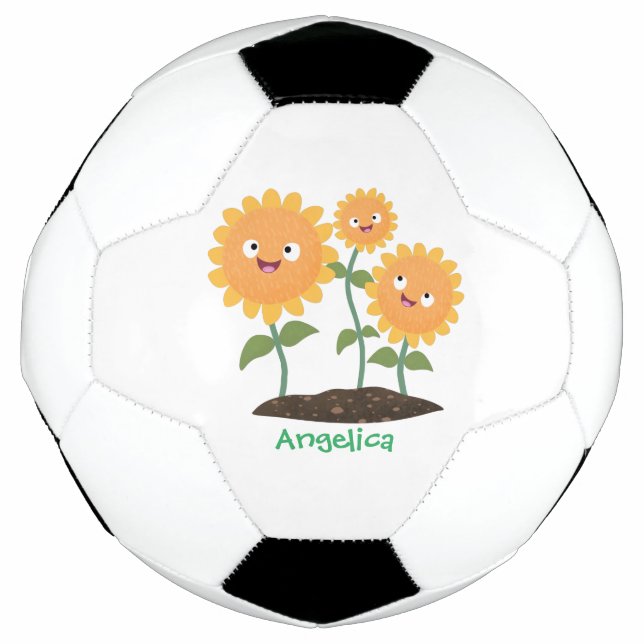 Balón De Fútbol Hermosos girasoles alegres sonrientes ilustracion  (Anverso)