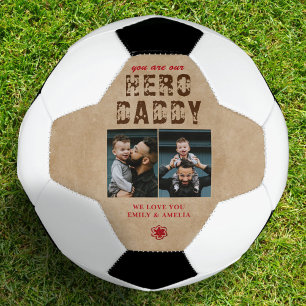 Balón De Fútbol Héroe Rústico Papá Día del Padre 2 Colage de Fotos