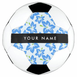 Balón De Fútbol Hibisco Azul, Flores Azules, Tu Nombre