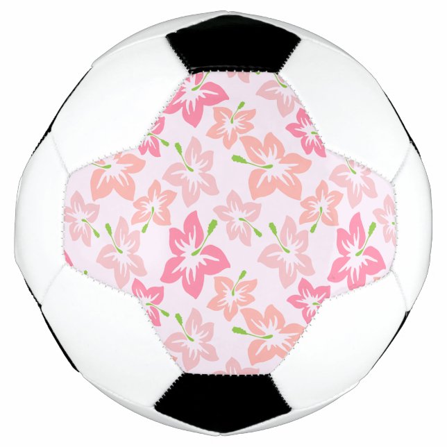 Balón De Fútbol Hibiscus Rosa, Flores Rosa, Patrón De Flores (Anverso)