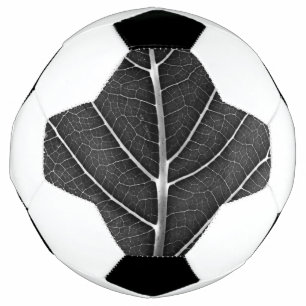 Balón De Fútbol Hoja brillante en blanco y negro en primer plano