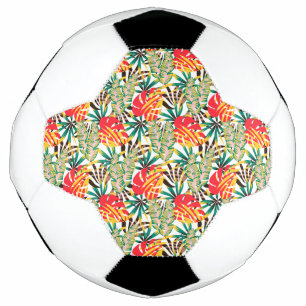 Balón De Fútbol Hojas de palmeras tropicales salvajes