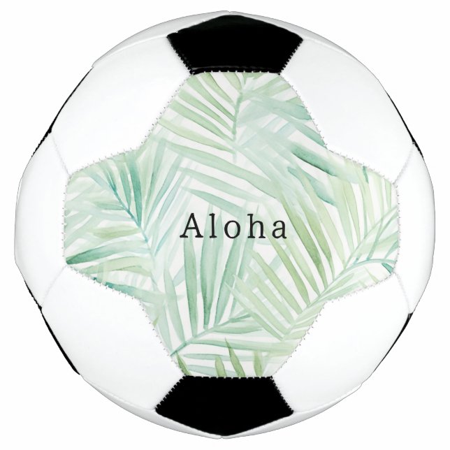 Balón De Fútbol Hojas Tropicales Verdes Aloha (Anverso)