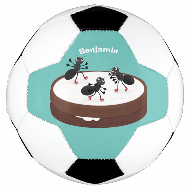 Balón De Fútbol Hormigas felices patinando hielo en personalizado  (Anverso)
