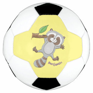 Balón De Fútbol Ilustracion de bebé de raccoon feliz lindo