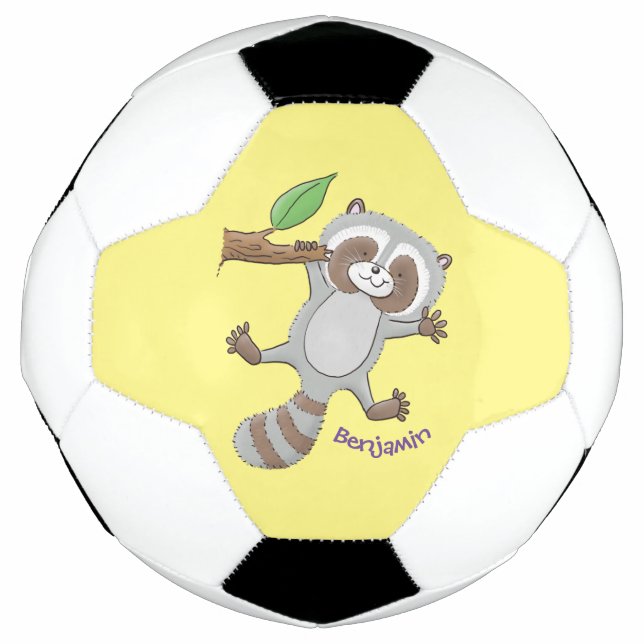 Balón De Fútbol Ilustracion de bebé de raccoon feliz lindo (Anverso)