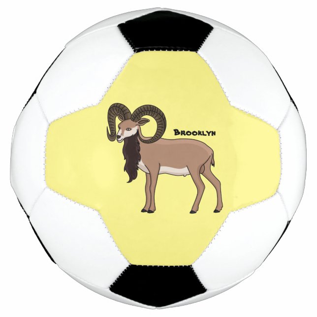 Balón De Fútbol Ilustracion de cabra de Mouflon (Anverso)