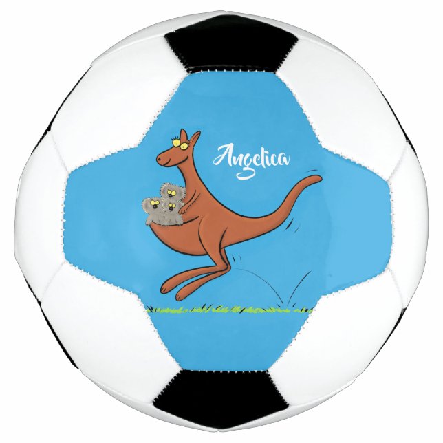 Balón De Fútbol Ilustracion de canguro y personalizado de koalas (Anverso)