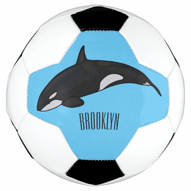 Balón De Fútbol Ilustración de dibujos animados de orca (Anverso)
