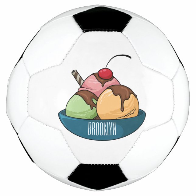 Balón De Fútbol Ilustracion de helado personalizado (Anverso)