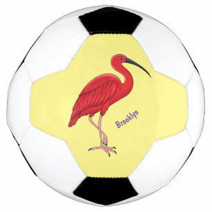 Balón De Fútbol Ilustracion de pájaro ibis de escarlata personaliz