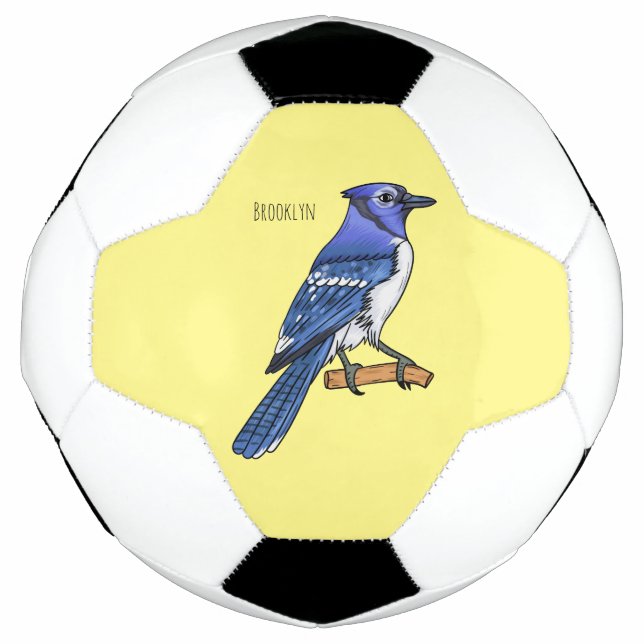 Balón De Fútbol Ilustracion de personalizado de ave azul jay (Anverso)