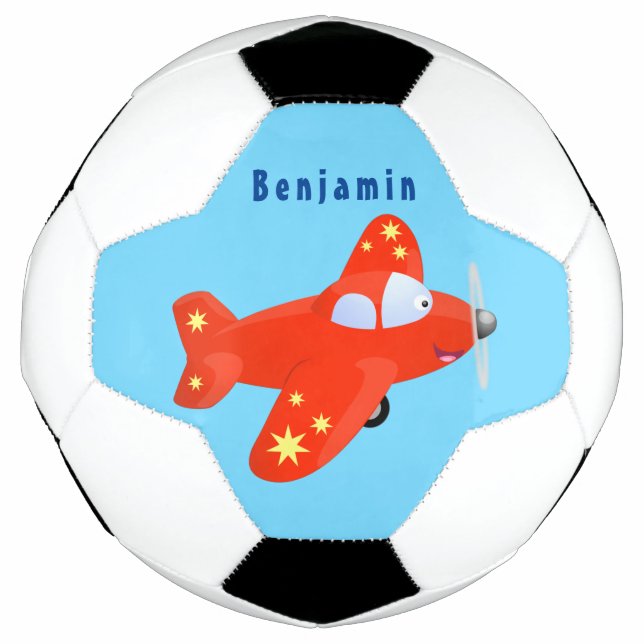 Balón De Fútbol Ilustracion de personalizado de avión rojo con vue (Anverso)