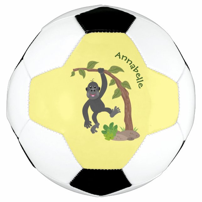 Balón De Fútbol Ilustracion de personalizado de bebé gorila feliz (Anverso)