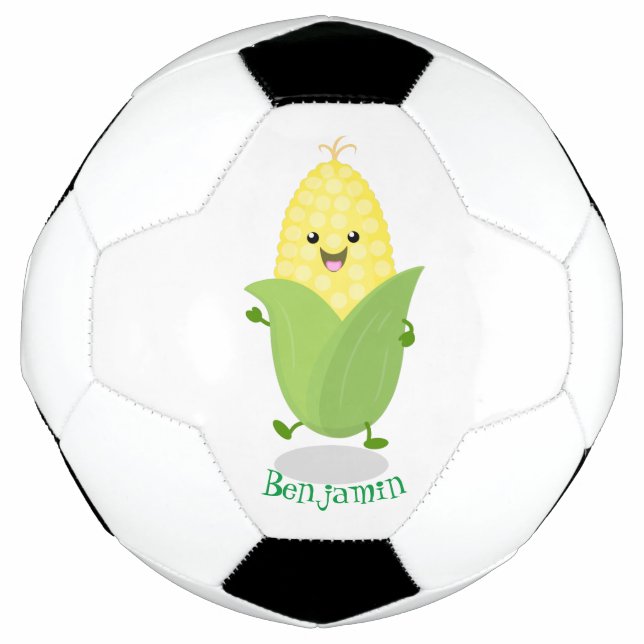 Balón De Fútbol Ilustracion de personalizado de maíz feliz (Anverso)