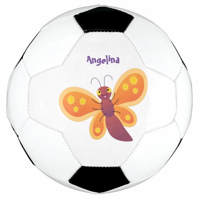 Balón De Fútbol Ilustracion de personalizado de mariposa naranja f (Anverso)