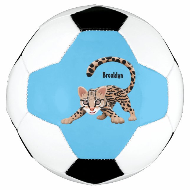 Balón De Fútbol Ilustracion de personalizado de ocelot de Cute (Anverso)