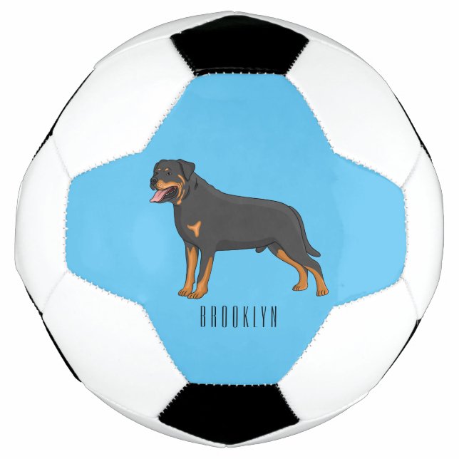Balón De Fútbol Ilustracion de personalizado de perro de Rottweile (Anverso)