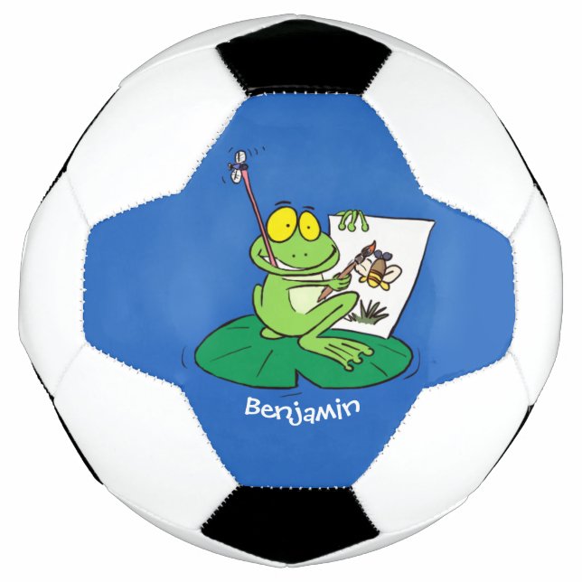 Balón De Fútbol Ilustracion de personalizado de rana verde lindo (Anverso)