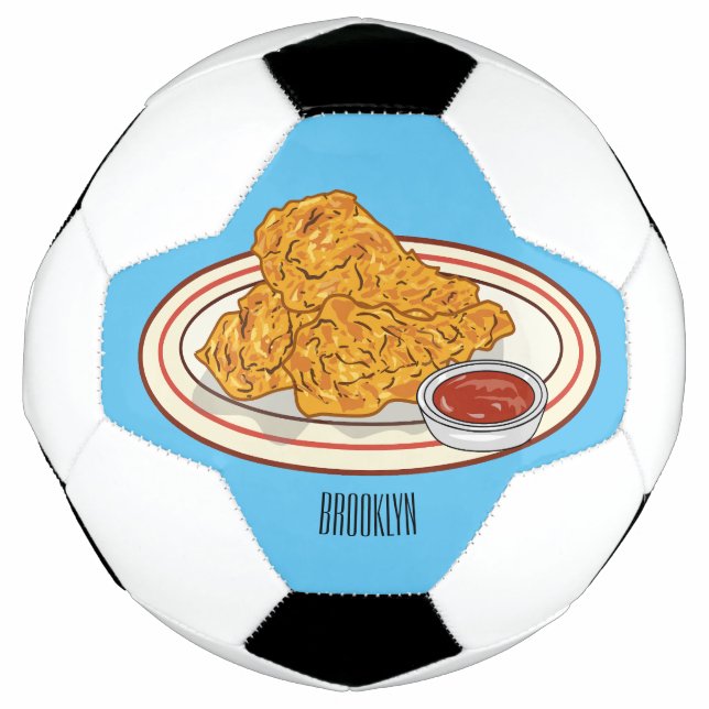 Balón De Fútbol Ilustracion de pollo frito personalizado (Anverso)