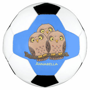 Balón De Fútbol Ilustracion de trío de búho lindo