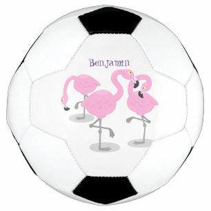 Balón De Fútbol Ilustracion de trío de flamingo rosado