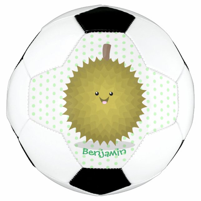 Balón De Fútbol Ilustracion feliz personalizado duriano (Anverso)