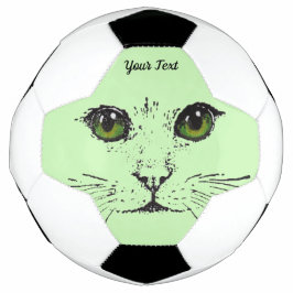 Balón De Fútbol Ilustracion Gato Negro Rostro Ojos Amarillos Green