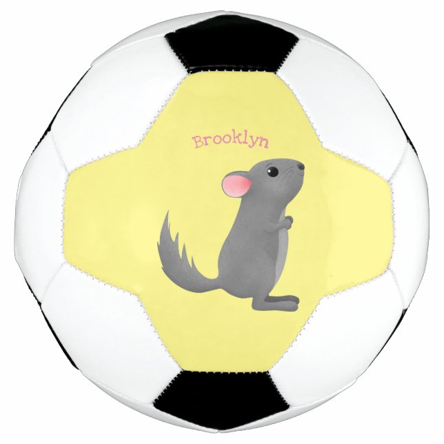Balón De Fútbol Ilustracion personalizado chinchilla gris suave (Anverso)