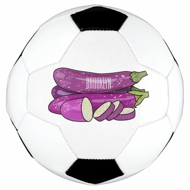 Balón De Fútbol Ilustracion personalizado de berenjenas (Anverso)