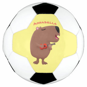 Balón De Fútbol Ilustracion personalizado de capybara ukulele cant