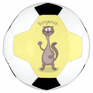 Balón De Fútbol Ilustracion personalizado de comadreja divertida