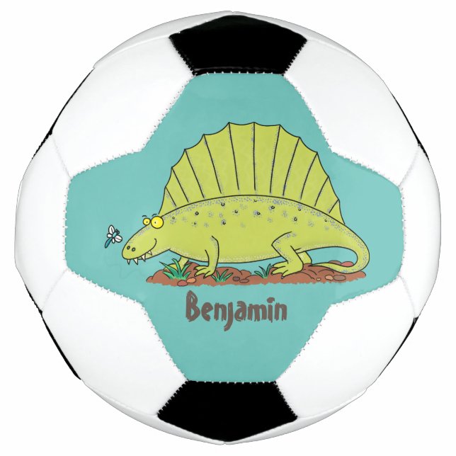 Balón De Fútbol Ilustracion personalizado de dimetrodon verde lind (Anverso)