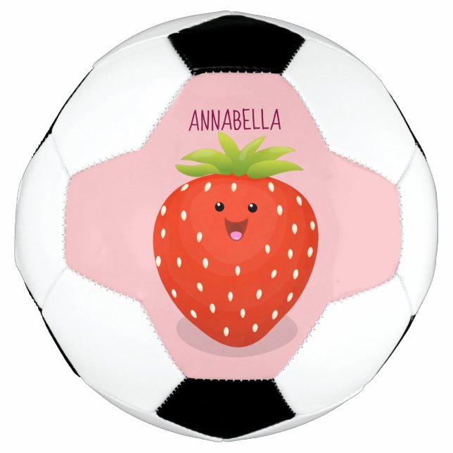 Balón De Fútbol Ilustracion personalizado de fresa cute kawaii (Anverso)