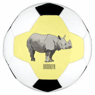 Balón De Fútbol Ilustracion personalizado de Javan rhinoceros