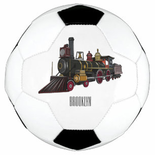 Balón De Fútbol Ilustracion personalizado de locomotora de vapor