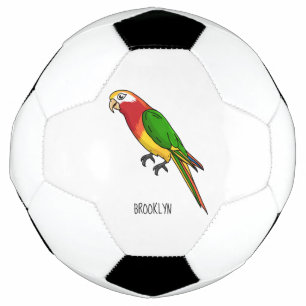 Balón De Fútbol Ilustracion personalizado de loro feliz