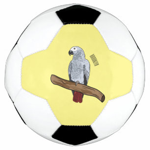 Balón De Fútbol Ilustracion personalizado de loro gris africano