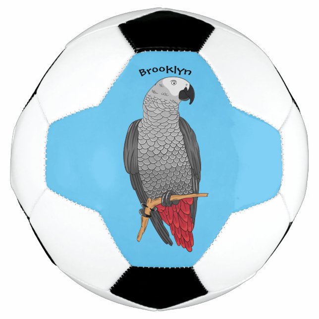 Balón De Fútbol Ilustracion personalizado de loro gris africano (Anverso)