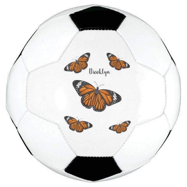 Balón De Fútbol Ilustracion personalizado de mariposa monarca (Anverso)