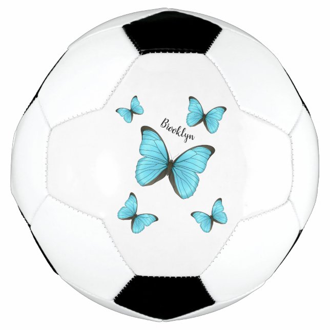 Balón De Fútbol Ilustracion personalizado de mariposas morfo (Anverso)