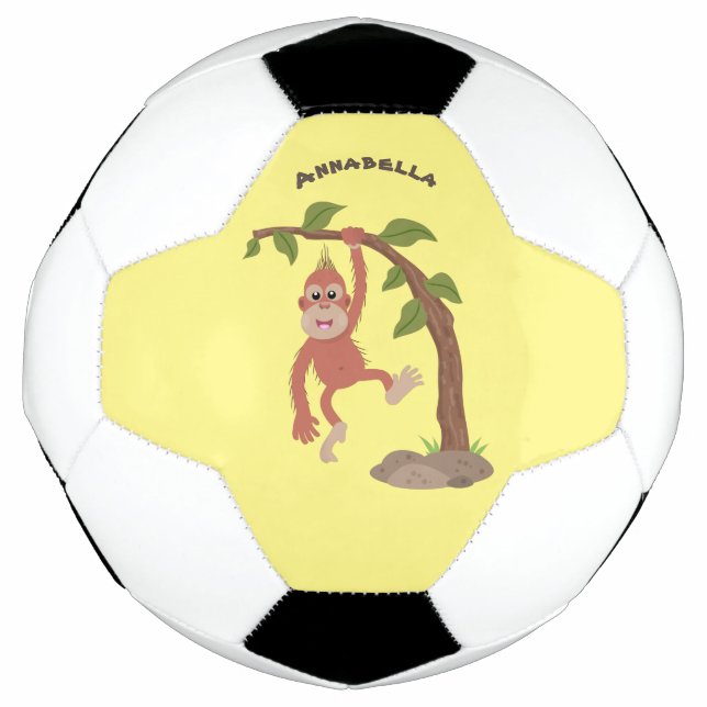 Balón De Fútbol Ilustracion personalizado de orangután bebé feliz (Anverso)