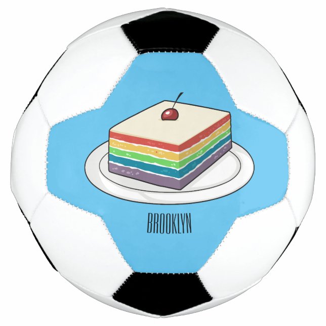 Balón De Fútbol Ilustracion personalizado de pastel de arcoiris (Anverso)