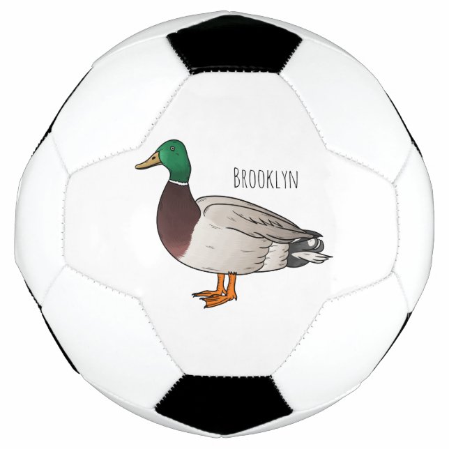 Balón De Fútbol Ilustracion personalizado de pato mallard (Anverso)